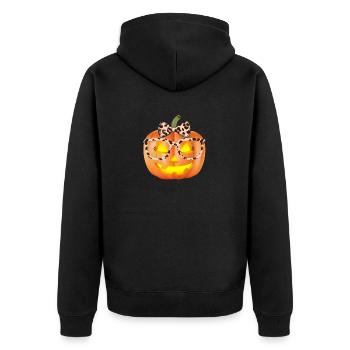 Cute Pumpkin Face Leopard Glasses Halloween - Unisex Premium Organic Zip Hoodie - black - Back - Nico (187cm)