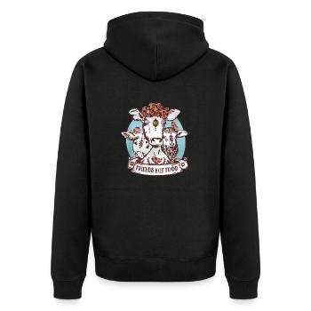 Tiere sind Freunde, nicht Essen Schwein Kuh Schaf Vegan - Unisex Premium Bio Zip Hoodie - Schwarz - Hinten - Nico (187cm)