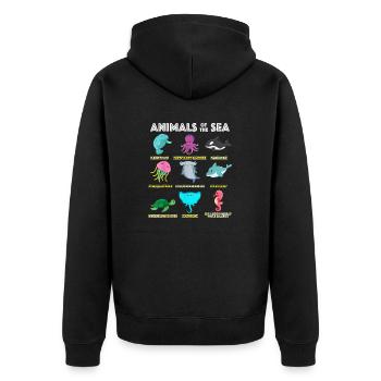 Animals Of The World Sea Creatures Funny Ocean - Unisex Premium Organic Zip Hoodie - black - Back - Nico (187cm)