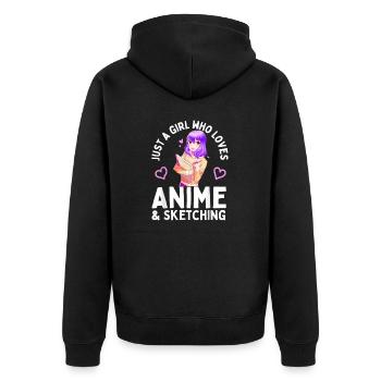 Anime and Sketching Just a Girl Who Loves Anime - Unisex Premium Organic Zip Hoodie - black - Back - Nico (187cm)