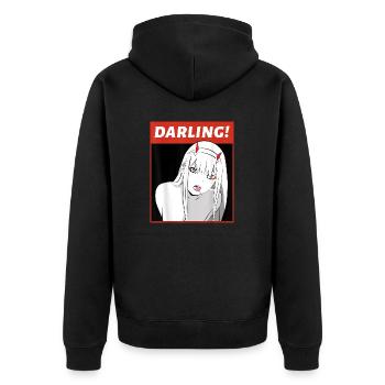 Anime Darling Arigato Senpai Hentai - Unisex Premium Bio Zip Hoodie - Schwarz - Hinten - Nico (187cm)