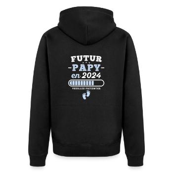 Future Grandpa 2024 Gift New Birth Grandpa - Unisex Premium Organic Zip Hoodie - black - Back - Nico (187cm)