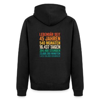 45 Jahre Fünfundvierzigster Geburtstag - Unisex Premium Bio Zip Hoodie - Schwarz - Hinten - Nico (187cm)