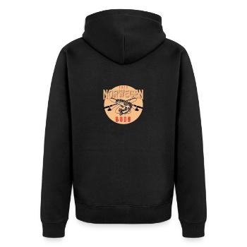 Angelurlaub Angeltour in Norwegen Bodø - Unisex Premium Bio Zip Hoodie - Schwarz - Hinten - Nico (187cm)