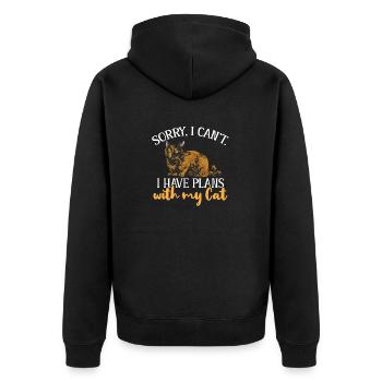Schildpatt Katze Tortoiseshell Cat Tortie - Unisex Premium Bio Zip Hoodie - Schwarz - Hinten - Nico (187cm)