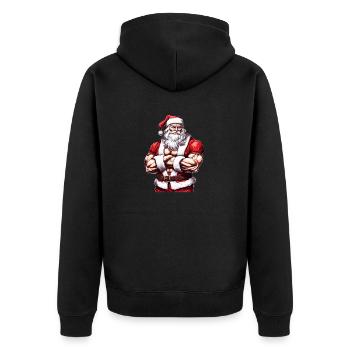 Santa's Strength Squad: Weihnachts-Gym-Freunde - Unisex Premium Bio Zip Hoodie - Schwarz - Hinten - Nico (187cm)