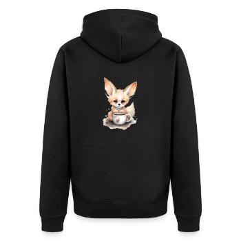 Fennec Fox avec style aquarelle café - Veste à capuche bio Premium Unisexe - noir - Dos - Nico (187cm)