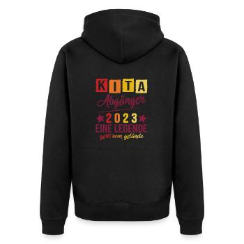 Kita Abgänger 2023 Schulkind Einschulung Schule - Unisex Premium Bio Zip Hoodie - Schwarz - Hinten - Nico (187cm)
