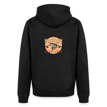 Angelurlaub Angeltour in Norwegen Sognefjord - Unisex Premium Bio Zip Hoodie - Schwarz - Hinten - Nico (187cm)