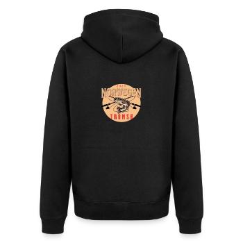 Angelurlaub Angeltour in Norwegen Tromsø - Unisex Premium Bio Zip Hoodie - Schwarz - Hinten - Nico (187cm)