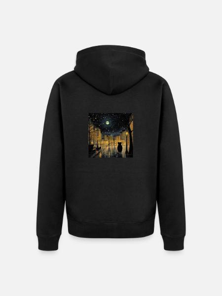 Von Gustav Klimt inspiriertes Katzenkunstwerk - Unisex Premium Bio Zip Hoodie - Schwarz