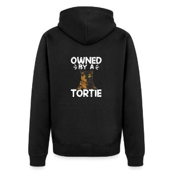 Schildpatt Katze Tortoiseshell Cat Tortie - Unisex Premium Bio Zip Hoodie - Schwarz - Hinten - Nico (187cm)