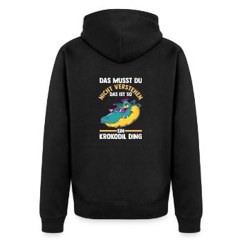 Krokodile - Unisex Premium Bio Zip Hoodie - Schwarz - Hinten - Nico (187cm)