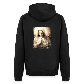 Holly Mary Maria Madonna Mariana Virgin Mary Holy - Unisex Premium Organic Zip Hoodie - black - Back - Nico (187cm)