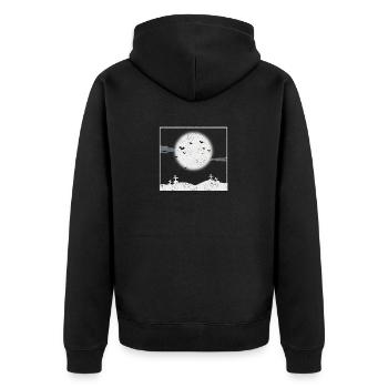 Bats in the full moon Halloween Creepy - Unisex Premium Organic Zip Hoodie - black - Back - Nico (187cm)