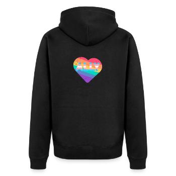Ally Rainbow Flag Heart pour le jeu de mots LGBT transgenre - Veste à capuche bio Premium Unisexe - noir - Dos - Nico (187cm)