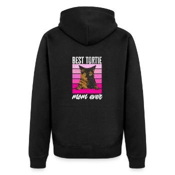 Schildpatt Katze Tortoiseshell Cat Tortie - Unisex Premium Bio Zip Hoodie - Schwarz - Hinten - Nico (187cm)