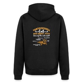 Schildpatt Katze Tortoiseshell Cat Tortie - Unisex Premium Bio Zip Hoodie - Schwarz - Hinten - Nico (187cm)