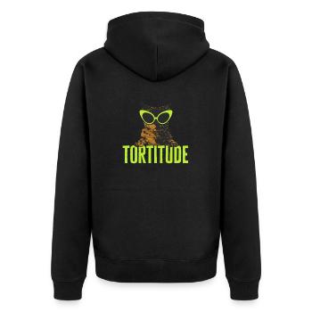 Schildpatt Katze Tortoiseshell Cat Tortie - Unisex Premium Bio Zip Hoodie - Schwarz - Hinten - Nico (187cm)