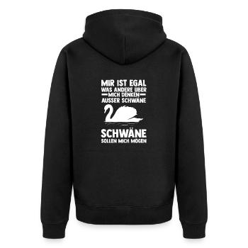 Schwan - Unisex Premium Bio Zip Hoodie - Schwarz - Hinten - Nico (187cm)