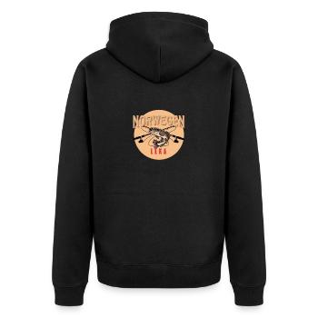 Angelurlaub Angeltour in Norwegen Lofoten - Unisex Premium Bio Zip Hoodie - Schwarz - Hinten - Nico (187cm)