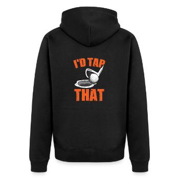 Ich würde das Golfen Golf lustig nennen - Unisex Premium Bio Zip Hoodie - Schwarz - Hinten - Nico (187cm)