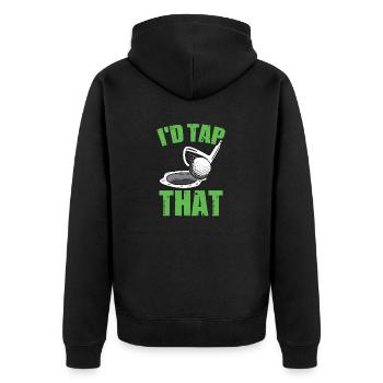 Ich würde darauf tippen - Unisex Premium Bio Zip Hoodie - Schwarz - Hinten - Nico (187cm)