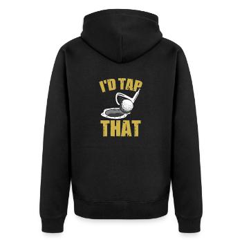 Funny Golf Player Golfer - Unisex Premium Organic Zip Hoodie - black - Back - Nico (187cm)