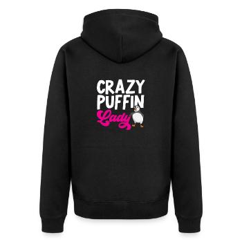puffin puffin auke birds Lunde - Unisex Premium Organic Zip Hoodie - black - Back - Nico (187cm)