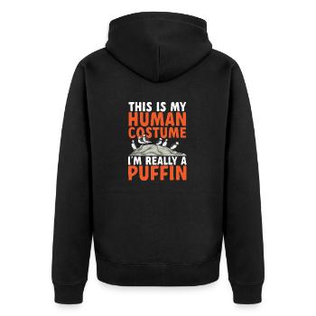 puffin puffin auke birds Lunde - Unisex Premium Organic Zip Hoodie - black - Back - Nico (187cm)