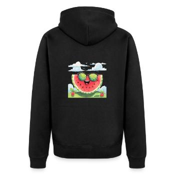 Cute Watermelon Party Summer Melon Fruit - Unisex Premium Organic Zip Hoodie - black - Back - Nico (187cm)