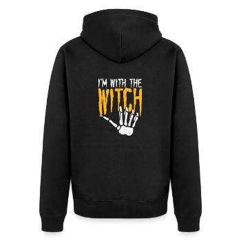 Ich bin mit der Hexe Lustige Paare Ehemann - Unisex Premium Bio Zip Hoodie - Schwarz - Hinten - Nico (187cm)