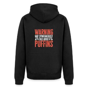 puffin puffin auke birds Lunde - Unisex Premium Organic Zip Hoodie - black - Back - Nico (187cm)
