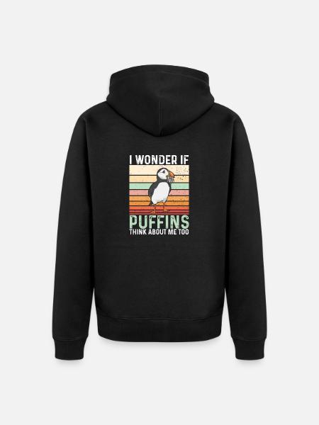 puffin puffin auke birds Lunde - Unisex Premium Organic Zip Hoodie - black