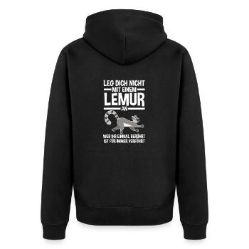 Lemur - Unisex Premium Bio Zip Hoodie - Schwarz - Hinten - Nico (187cm)