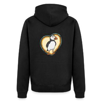 puffin, puffin, auks, lunde - Unisex Premium Organic Zip Hoodie - black - Back - Nico (187cm)