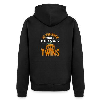 Do you know what is really scary Gemini - Unisex Premium Organic Zip Hoodie - black - Back - Nico (187cm)
