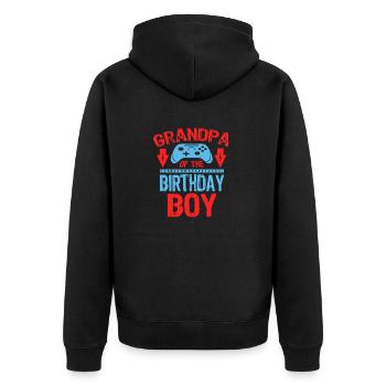Grandpa Of the Birthday Gamer Boy gift Idea - Unisex Premium Organic Zip Hoodie - black - Back - Nico (187cm)