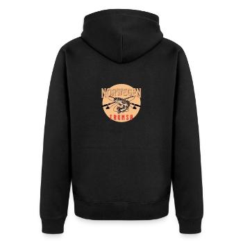 Angelurlaub Angeltour in Norwegen Tromsø - Unisex Premium Bio Zip Hoodie - Schwarz - Hinten - Nico (187cm)