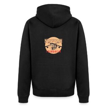 Angelurlaub Angeltour in Norwegen Trondheim - Unisex Premium Bio Zip Hoodie - Schwarz - Hinten - Nico (187cm)