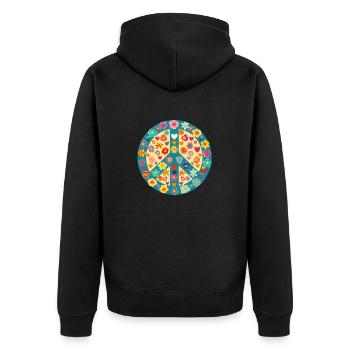 Peace Heart Sign Lovers Art Hippie Groovy Vibes - Veste à capuche bio Premium Unisexe - noir - Dos - Nico (187cm)