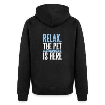 Haustierbetreuung Katze Hund Haustiersitter - Unisex Premium Bio Zip Hoodie - Schwarz - Hinten - Nico (187cm)