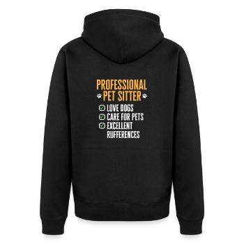 Haustierbetreuung Katze Hund Haustiersitter - Unisex Premium Bio Zip Hoodie - Schwarz - Hinten - Nico (187cm)