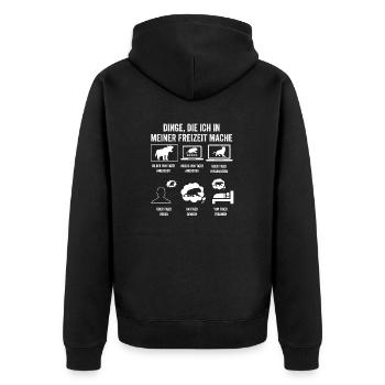 Tiger Motiv - Unisex Premium Bio Zip Hoodie - Schwarz - Hinten - Nico (187cm)