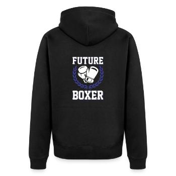 boxer future - Unisex Premium Bio Zip Hoodie - Schwarz - Hinten - Nico (187cm)