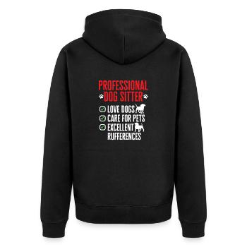 Pet Sitting Cat Dog Pet Sitter - Unisex Premium Organic Zip Hoodie - black - Back - Nico (187cm)