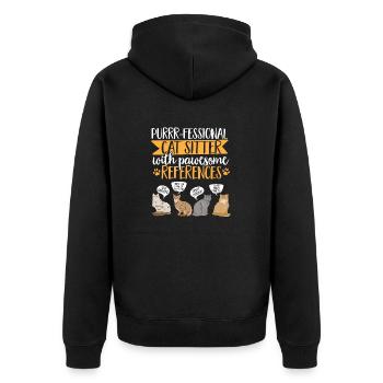 Pet Sitting Cat Dog Pet Sitter - Unisex Premium Organic Zip Hoodie - black - Back - Nico (187cm)