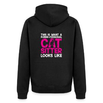 Haustierbetreuung Katze Hund Haustiersitter - Unisex Premium Bio Zip Hoodie - Schwarz - Hinten - Nico (187cm)