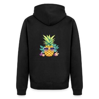 Pineapple Sunglasses Beach Hawaiian Holidays - Unisex Premium Organic Zip Hoodie - black - Back - Nico (187cm)