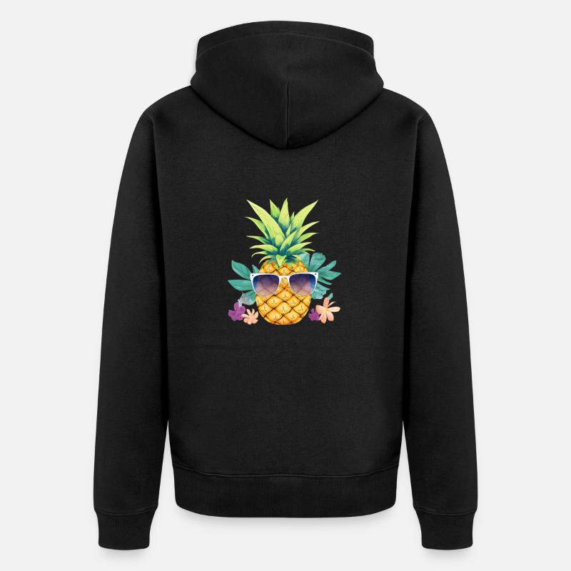 Pineapple Sunglasses Beach Hawaiian Holidays - Veste à capuche bio Premium Unisexe - noir